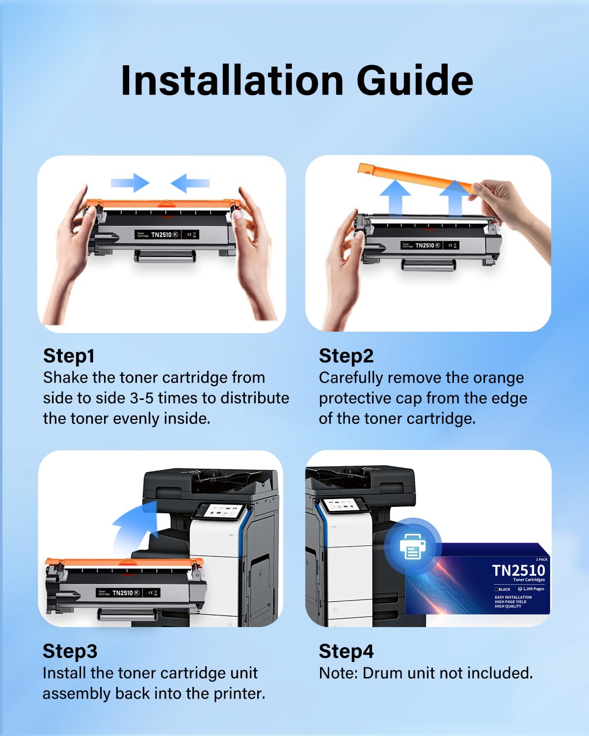 Palmtree TN2510 TN2510XL TN-2510 XL Compatible Para Brother HL-L2400DWE Toner HL-L2445DW DCP-L2620DW MFC-L2800DW DCP-L2665DW DCP-L2660DW MFC-L2827DWXL DCP-L2627DWE MFC-L2860DW MFC-L2835DW HL-L2400DWE
