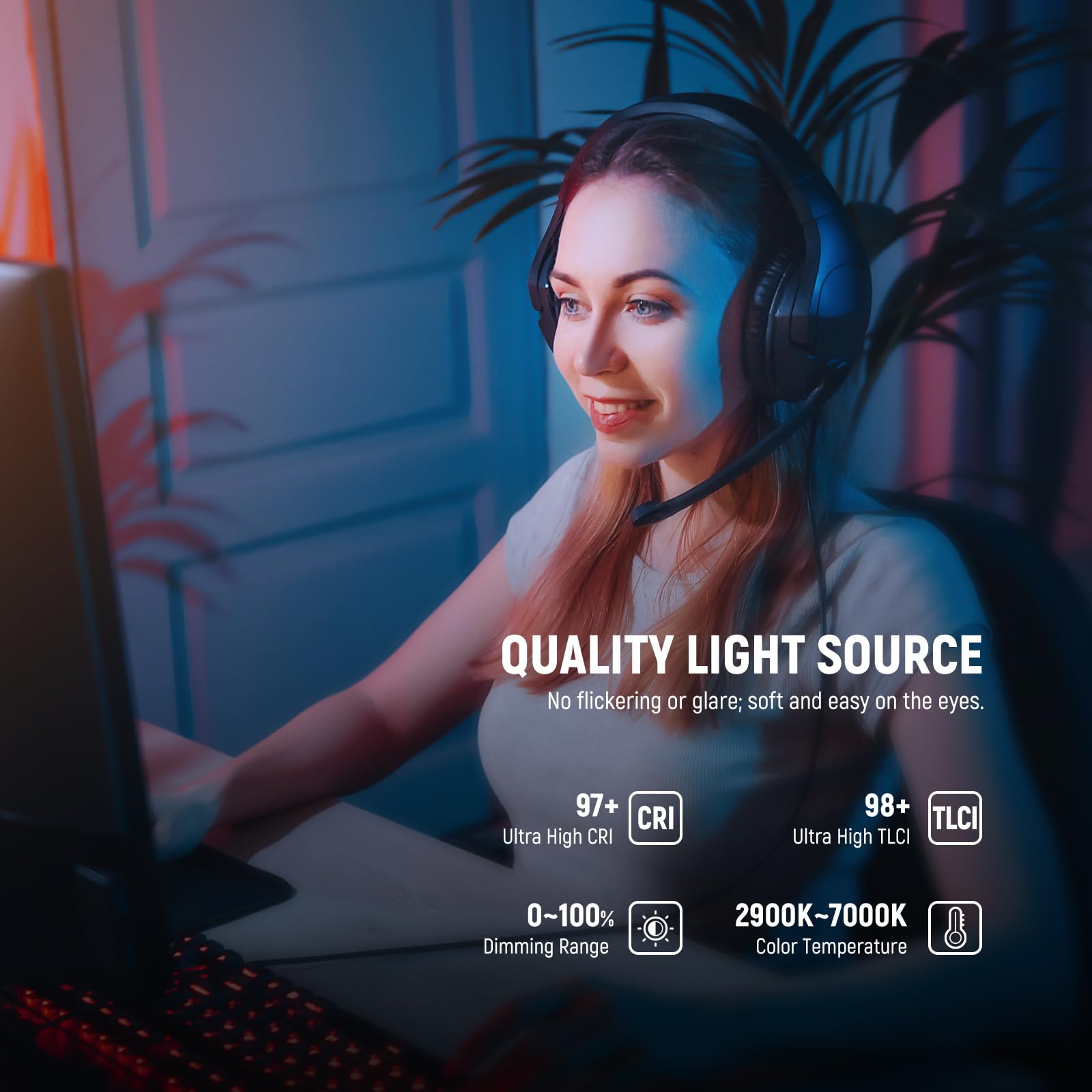 NEEWER Luce LED da 15,5 pollici, CRI97+ morsetto sul pannello da scrivania, illuminazione video 2,4 G PC/Mac iOS/Android, compatibile con Elgato Stream Deck per registrazioni di gioco, chiamate zoom