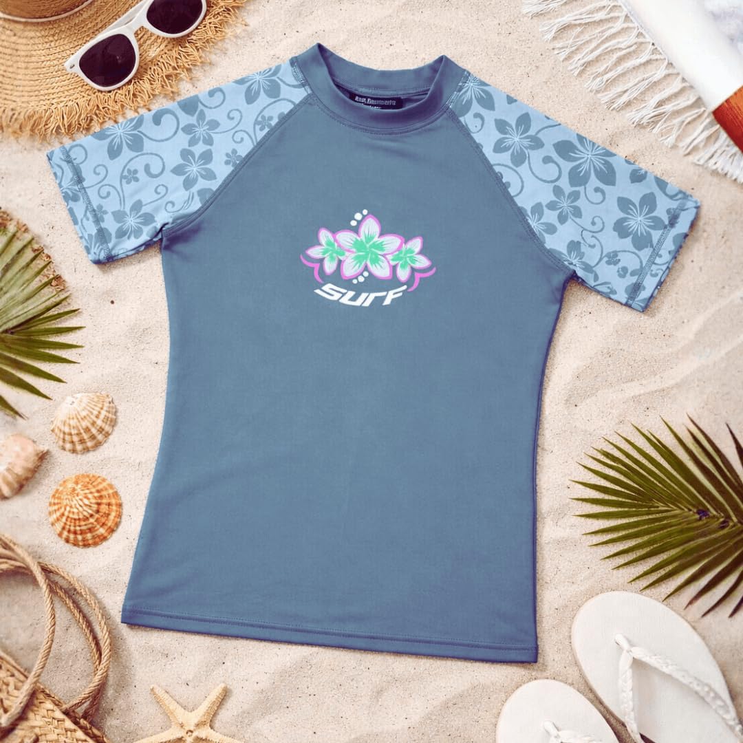 Rashguard anti-UV UPF 50+ Denim délavé pour fille