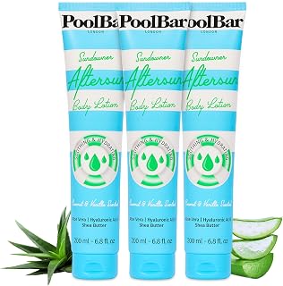 PoolBar Sundowner Aftersun Body Lotion for Women & Men Skin Care, Hydration & Soothing Relief, Coconut & Vanilla Scent Sun Care, Enriched with Hyaluronic Acid, Shea Butter, & Aloe Vera, 200ml (3 Pack)