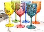 Yalin Set of 6 Unbreakable 12 oz Acrylic Plastic Wine and Water Tumbler Stackable Goblets. (Multicolor, 15 oz)