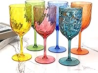 Vista 6 de Yalin Juego de 6 vasos apilables irrompibles de plástico acrílico para vino y agua de 12 onzas (multicolor, 15 onzas)