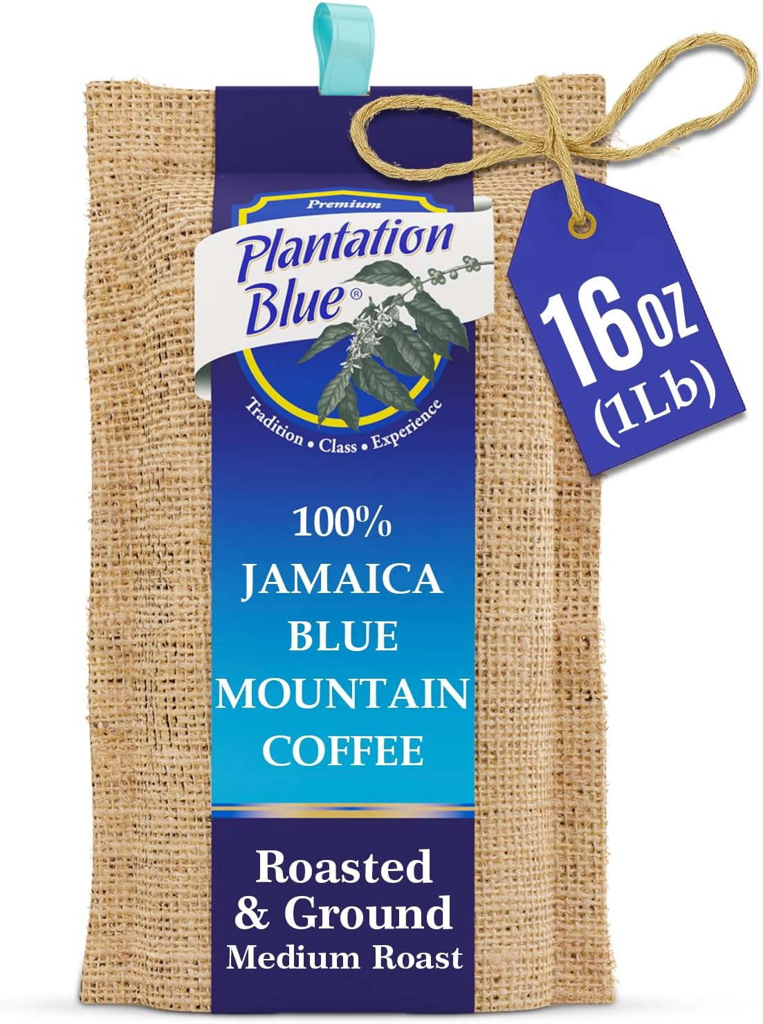 PREMIUM PLANTATION BLUE TRADITION CLASS EXPERIENCE 100% Jamaica Blue Mountain Coffee Medium Roasted and Ground (16oz)