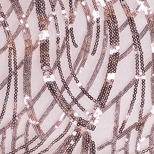 Miniatura 9 de Efavormart - Camino de mesa de malla de lentejuelas bordadas con ondas de oro rosa rubor de 12 x 108 pulgadas