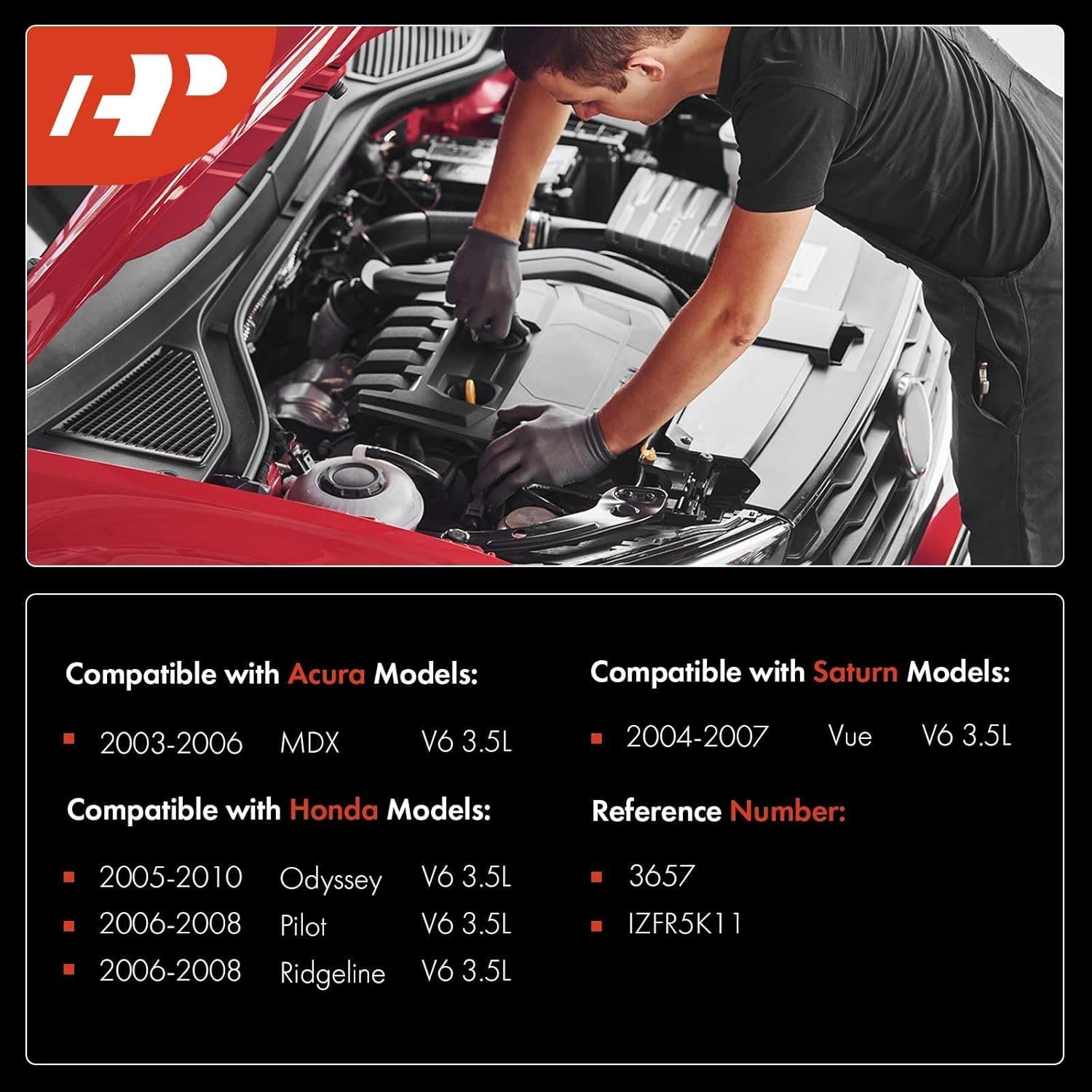 A-Premium Iridium Platinum Spark Plugs Compatible with Honda Pilot 2006-2008, Odyssey 2005-2010, Ridgeline 2006-2008 & Acura MDX 2003-2006 & Saturn Vue 2004-2007, 3.5L, Pack of 6