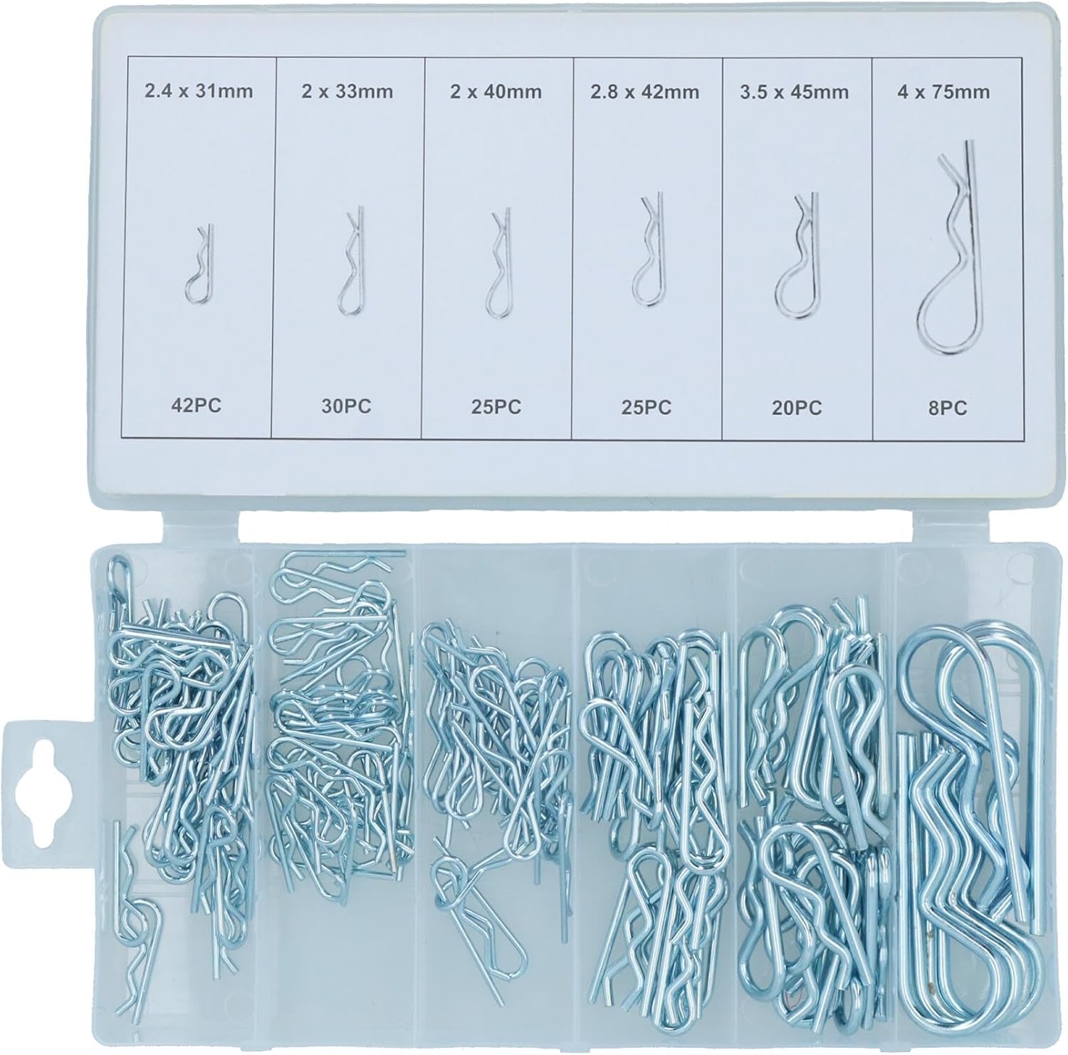 R Clips Hair Pin Hitch Lynch Cotter Assortment Kit 150pc AST07