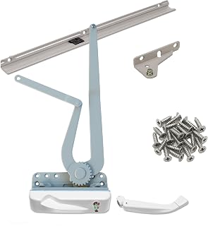 Heavy-Duty Dual Arm Casement Window Operator Harware Set – Washability & Egress Compatible – for Large Sashes Up to 40"x84" (Left Hand)
