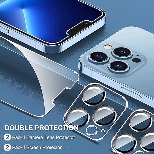 Miniatura 6 de WAASS 2Pack 9H, Full Clear Tempered Glass Screen Protector + 2 Pack Camera Lens Protector Compatible with iPhone 14 Pro.