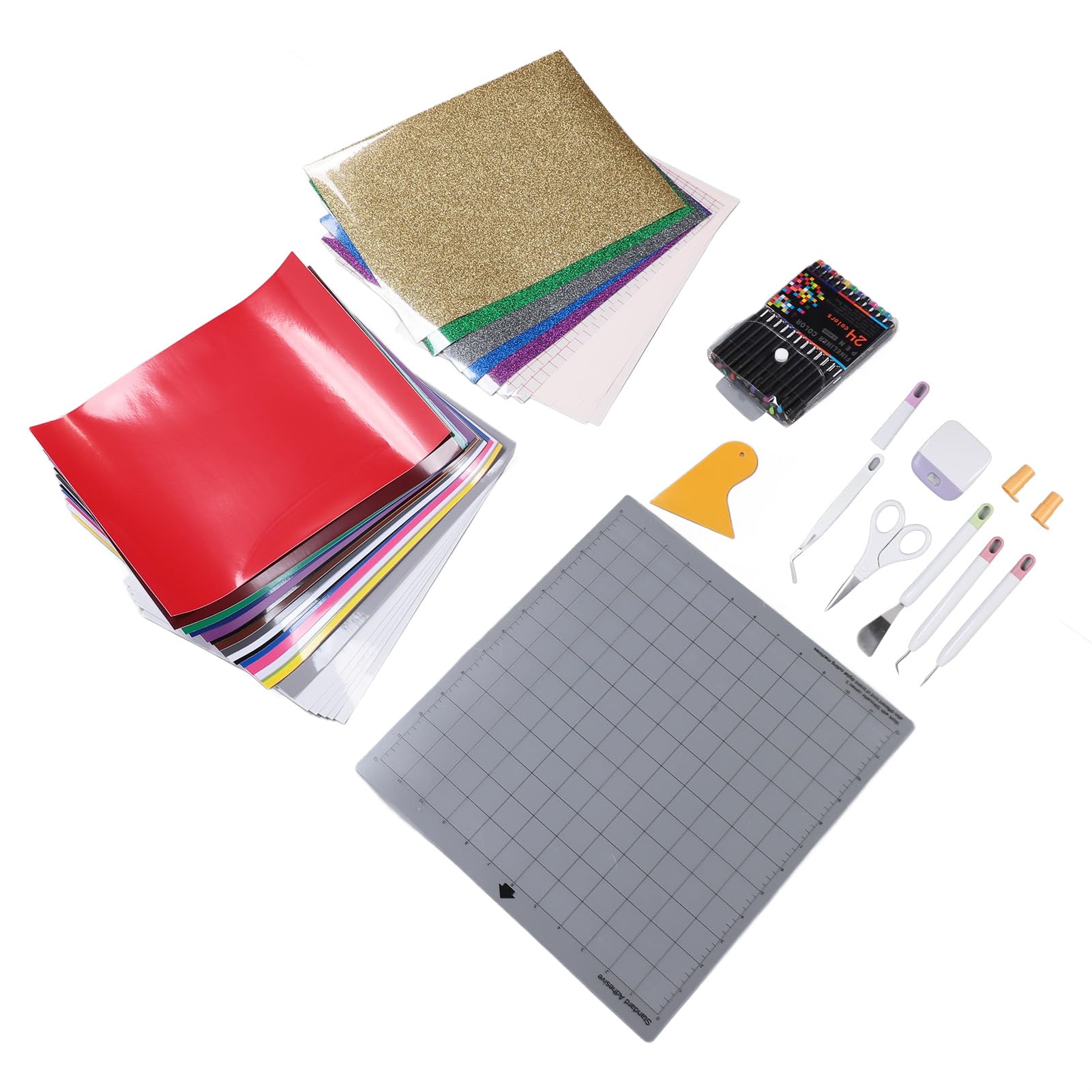 Ensemble Complet de 72 Accessoires pour Maker 3 Explore Air 2 avec Feuilles d'éthylène, Ruban de Transfert, Conception de Grille et Kit d'outils de Bricolage pour Projets 'artisanat,