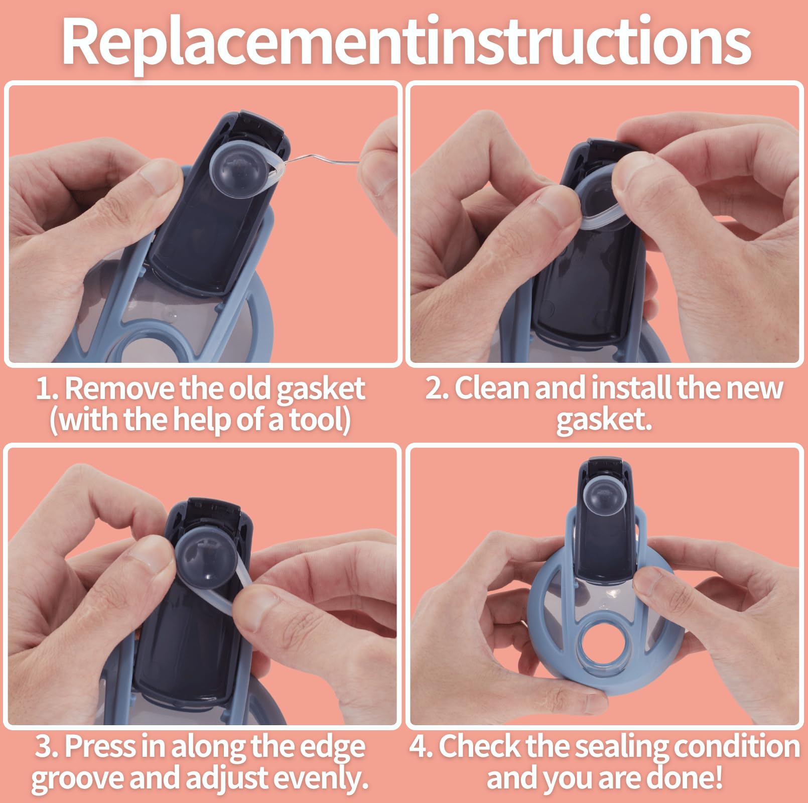 YINORD 4-Pack Strada/Sleek Shaker Cup Gasket Replacements - Silicone Seals For BlenderBottle 24/25/28 Oz Flip Lids