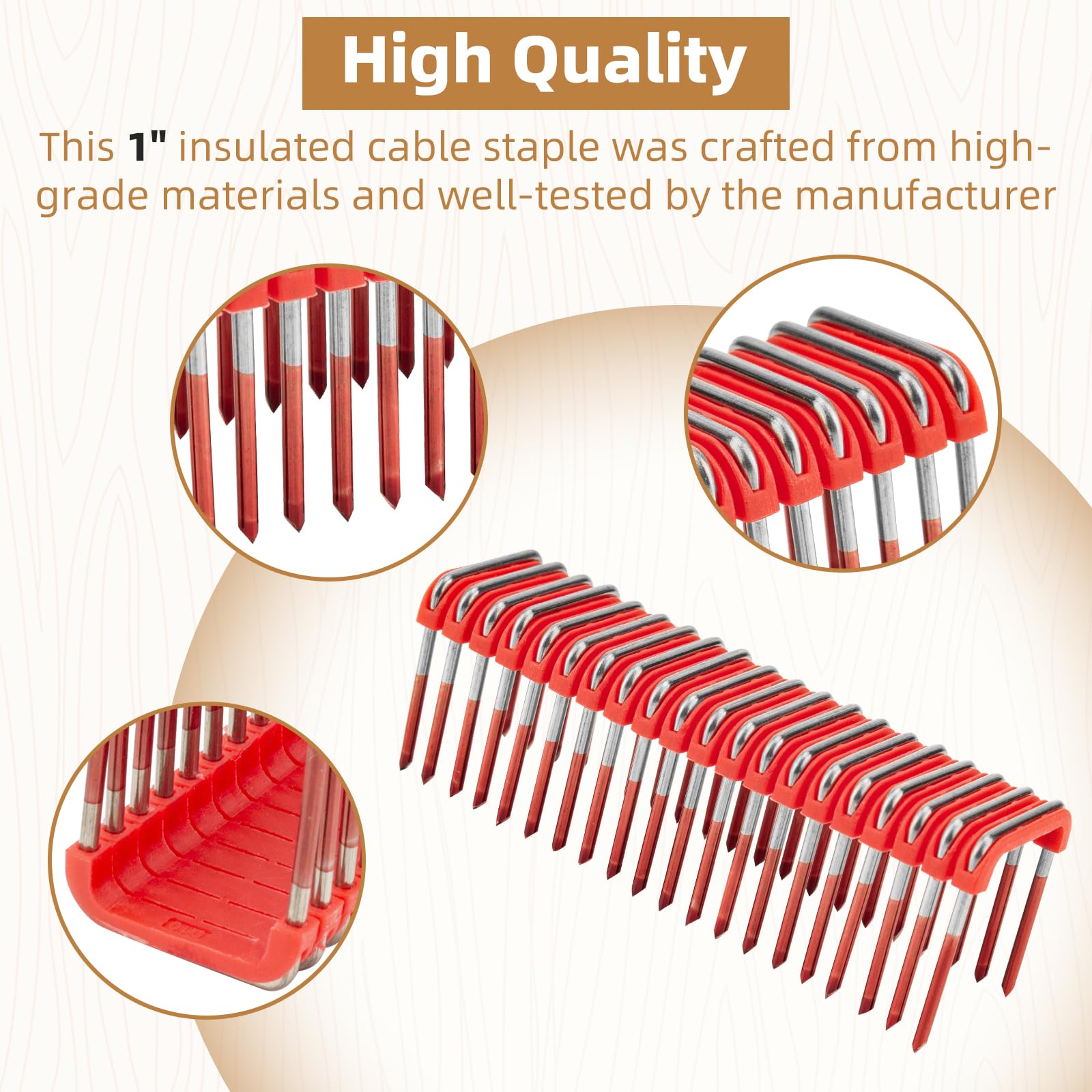 Grapas de cable aisladas de 1 pulgada MNM1-600 para grapadora de cables Milwaukee M12, ajuste de fijación de cables eléctricos a superficies de madera
