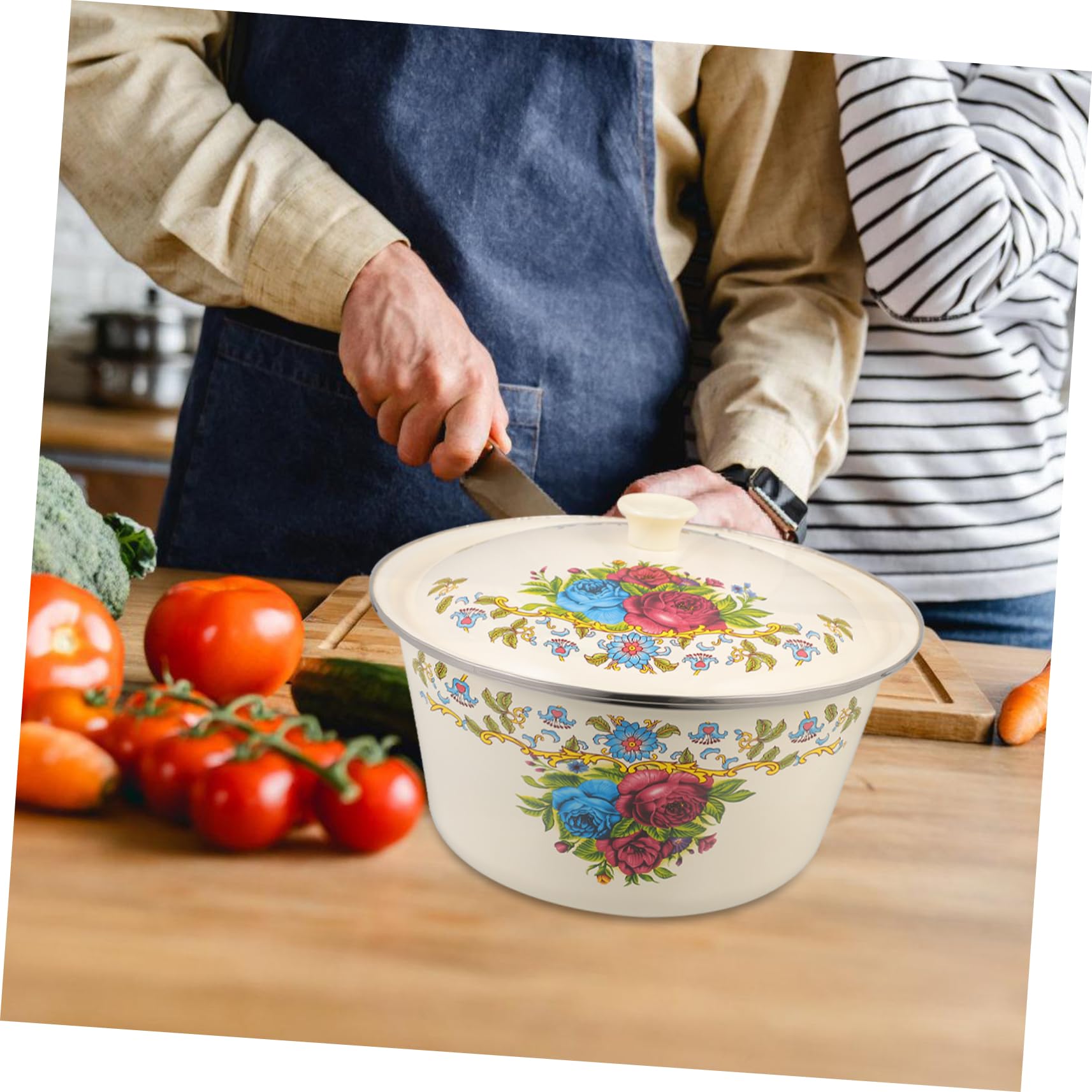 YARNOW Becken Aus Emaille Große Rührschüssel Aus Glas Email- Suppenschüsseln. Emaillierte Teller Emailliertes Becken Emaille-tabletts Schale Weiß Rund Brot Obst Große Schüssel