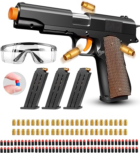 Toy Gun, Shell Ejecting Toy Gun with Soft Bullets, Educational Model Toy Pistol Shooting Game, Gifts for Kids Boys Girls