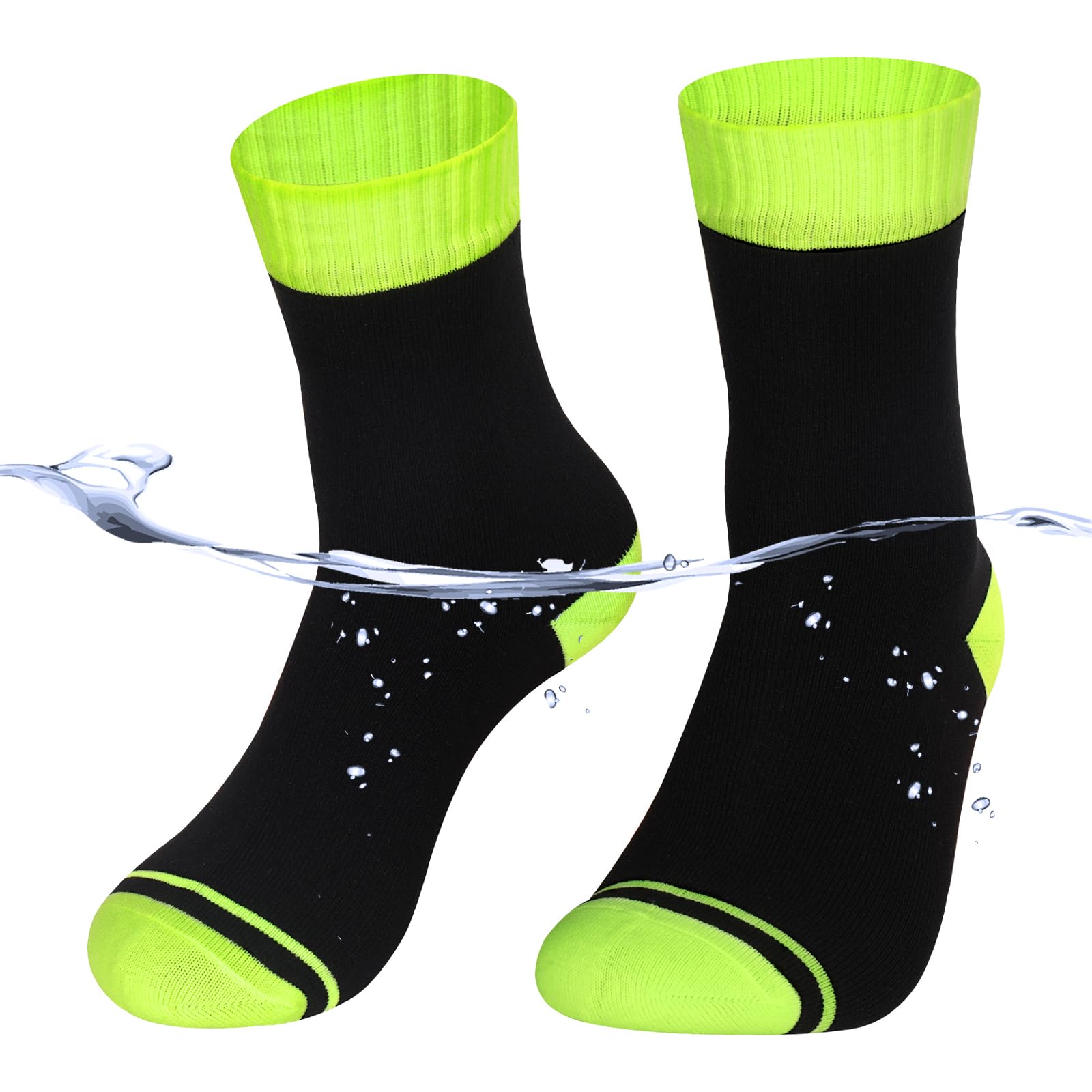 PEAKSEAL Waterproof Socks for Hiking & Snow Sports - Breathable Moisture-Wicking Socks for Men Women -Crew (US, Alpha, Small, Regular, Regular, Green)