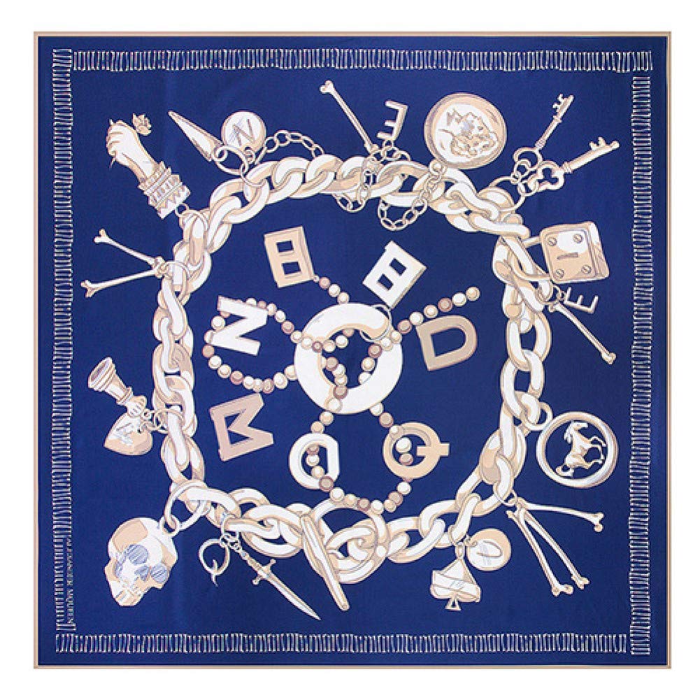 Foulard carré 130cm imprimé chaîne et lettre en twill au fini satiné
