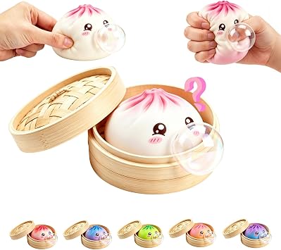 2026 Upgrade Dumpling Bubble Squishy,Mystery Dumplings Squishy Stress Balls for Kids & Adults,Psychedelic Gradient Rainbow Dumpling Fidget Sensory ToyMystery Box