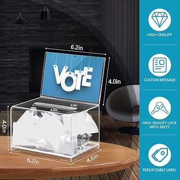 KYODOLED Black Donation Box and Clear Donation Box Bundle