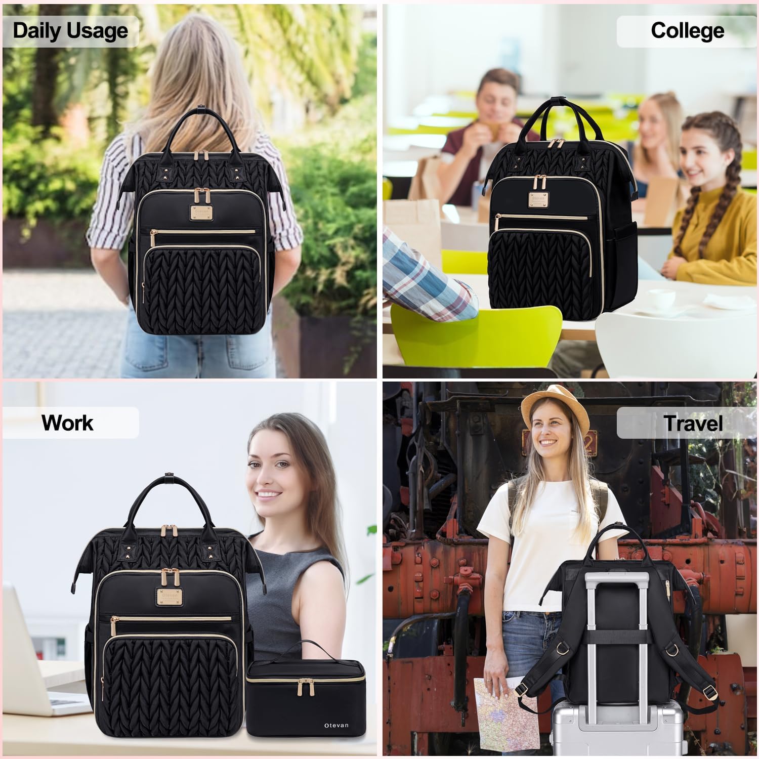 Lunch Backpack for Women, 15.6 inch Laptop Backpacks for Womens, Work Backpacks with Lunchbox,Insulated Back pack Cooler,Teacher Nurse Travel Backpack for Women - Image 7