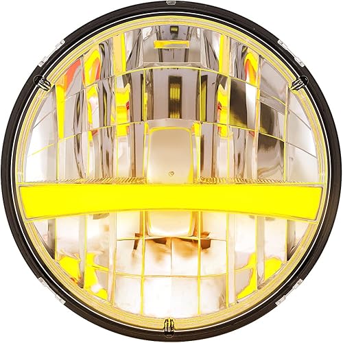 United Pacific 31458 ULTRALIT - Faro delantero redondo LED de alta potencia de 7 pulgadas con señal de giro y barra de luz de posición ámbar, diseño