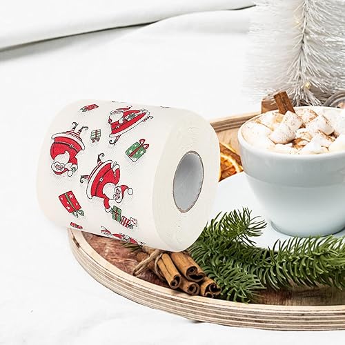 Miniatura 8 de NOLITOY 4 rollos de papel higiénico de Feliz Navidad, altamente coleccionable, papel higiénico, divertido regalo para rellenos de calcetines de