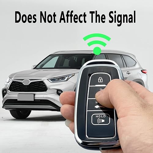 Miniatura 6 de Yuebutor Funda para Llavero Compatible con Toyota 2019-2023 Camry RAV4 Highlander Corolla 4Runner Avalon C-HR Prius (Negro-Set Único)