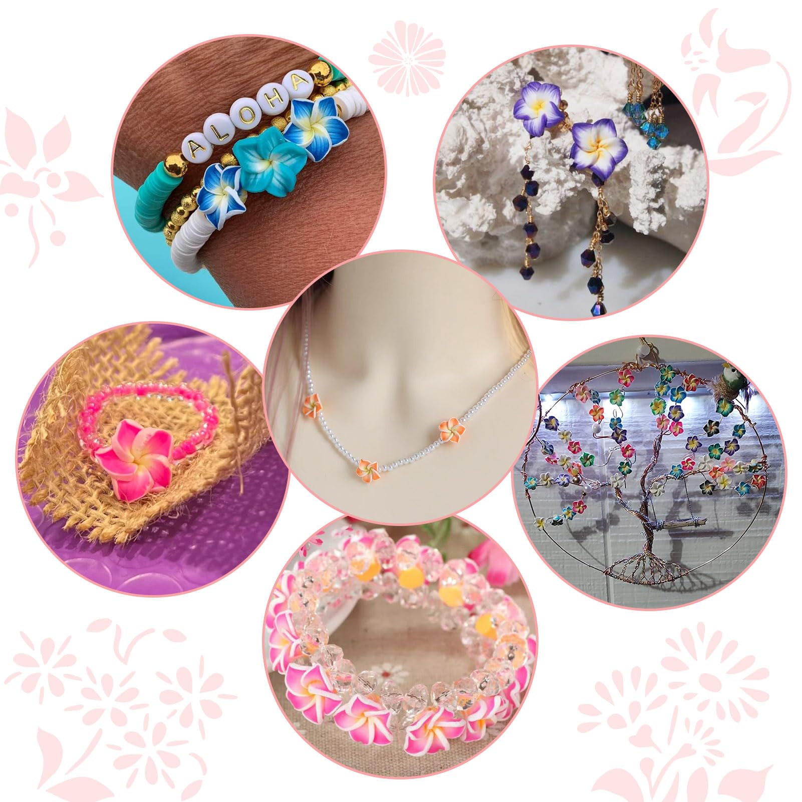 SUNNYCLUE 100 stuks polymeerkleikralen, 10 kleuren, cabochons van kunsthars, platte achterkant met gat voor sieraden, oorbellen, woondecoratie