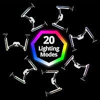 Vista 7 de AVLT Soporte de escritorio con brazo para monitor de juegos RGB de 27 a 43 pulgadas, 20 modos de iluminación integrados, control de botón táctil, se