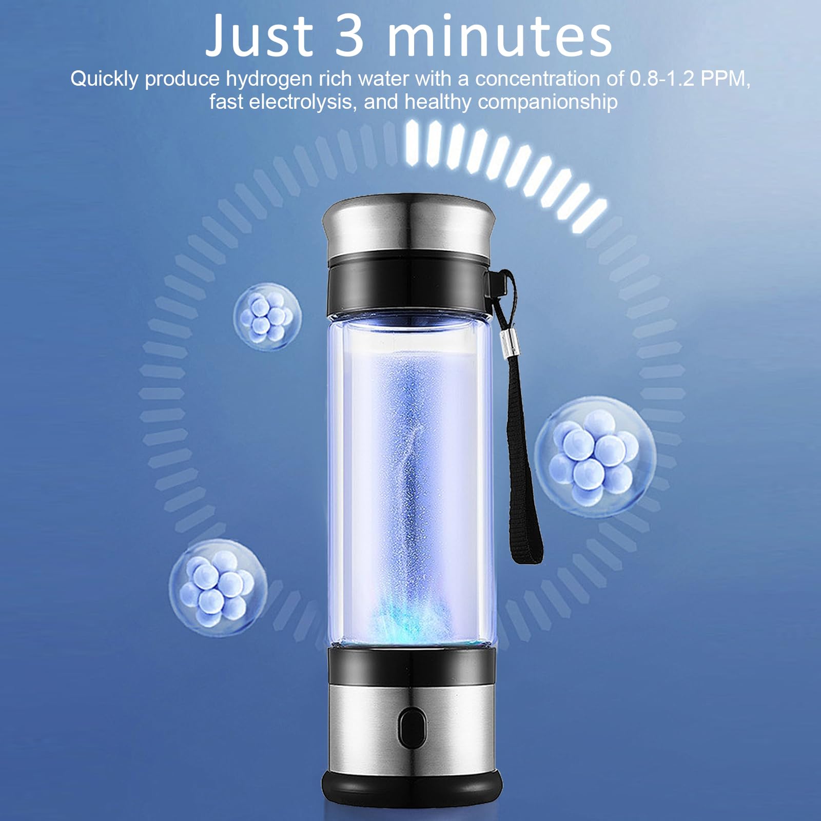 Przenośny generator wody wodorowej do wody pitnej, technologia SPE PEM, jonizator wody, generator butelek z wodorem, jonizator USB, maszyna do wody wodorowej i producent (350 ml, biały B)