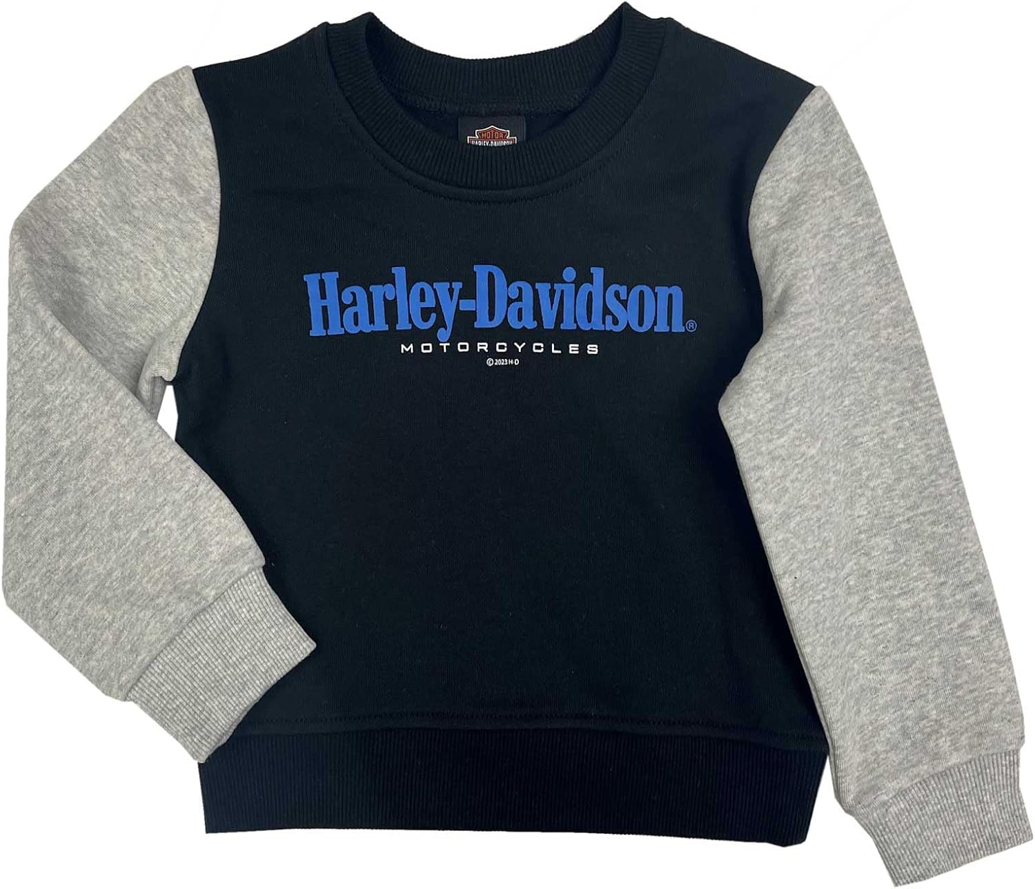 Harley-Davidson Little Girls' Colorblocked Fleece Crew Toddler Pullover Hoodie
