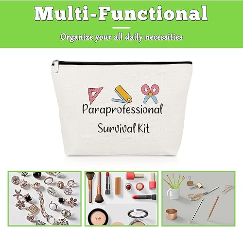 Miniatura 7 de Paraprofessional - Paquete de 3 bolsas de maquillaje para regalo de agradecimiento para paraeducador, profesor, asistente de viaje, bolsa de