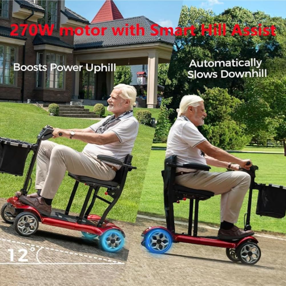 BCBKD Patinete De Movilidad Plegable Ligero para Adultos con Rango De 20 Km, Silla De Ruedas Eléctrica De 4 Ruedas para Personas Mayores Y Personas con Discapacidad