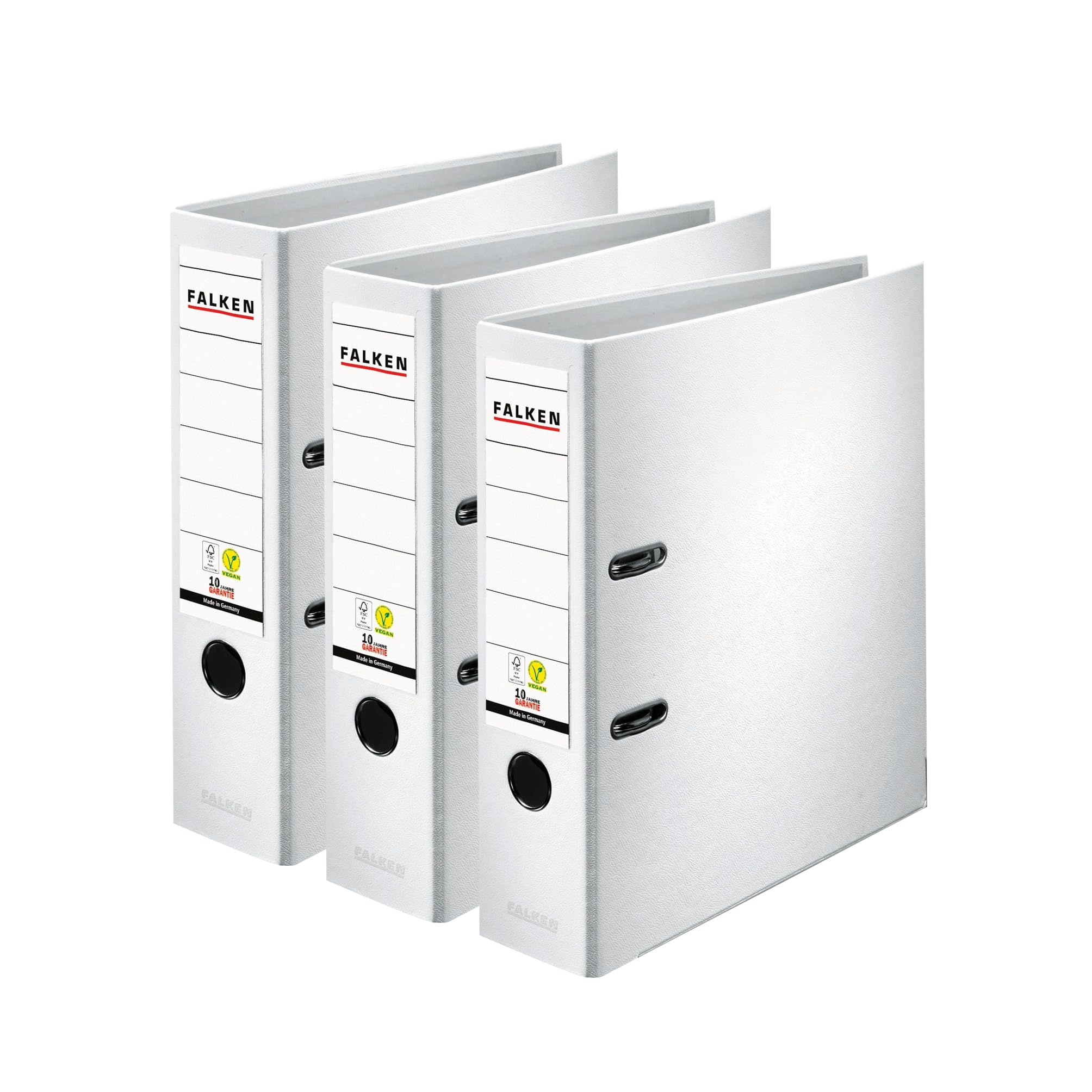 Lot de 3 classeurs en plastique PP coloré - Format A4 - Blanc - Vegan
