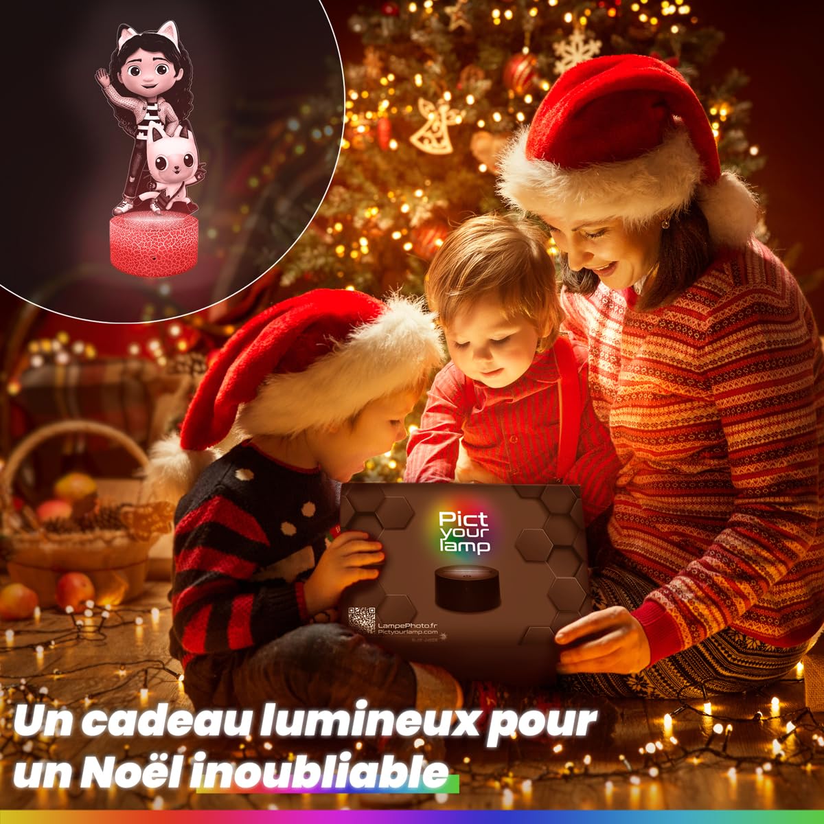 Lampephoto.fr - Lampe 3D Gabby Veilleuse Tactile Led, Effet Hologramme 3D, Idée Cadeau Noël Anniversaire Enfant Jeunesse Ado Garçon Fille, Objet décoration chambre fan de dessin animé