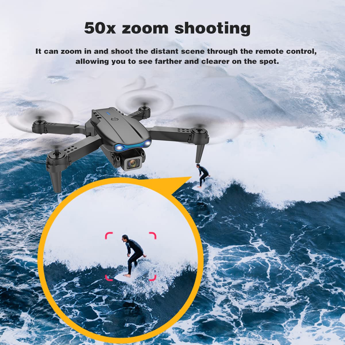 Droni RC Pieghevoli con Fotocamera HD per Adulti, Mini Drone con Fotocamera, Luce LED ad Alta luminosità, modalità Senza Testa, commutazione Doppia Fotocamera 4k, Rotazione a 360°, librazion