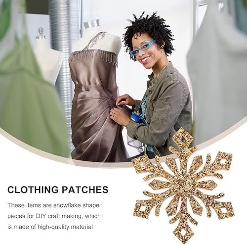 Miniatura 4 de EXCEART 30 parches de copo de nieve con purpurina, apliques de copo de nieve, horquillas para ropa, vestidos, plantas, sombreros, jeans, coser,