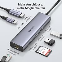 UGREEN 7 az 1-ben USB-C Hub - Gigabit Ethernet, 4K HDMI, 100W PD, SD Kártyaolvasó, iPhone 15, MacBook, iPad Pro, Steam Deck kompatibilis 7