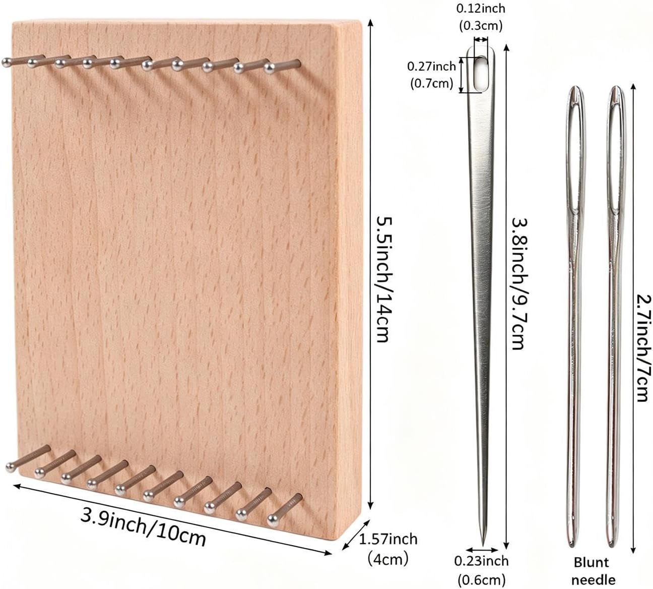 Chunky Knitting Board, 2 Pieces Wooden Tool, Portable Weaving Yarn Board