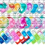 ONKULL Pop Fidget Keychain 30 Pack ,Mini Fidget Toys Bulk ,Sensory Toys for Kids ,Party Favors for Kids 4-8,8-12 Year ,Back to School Gifts for Classroom ,Christmas Goodie Bags Stuffers