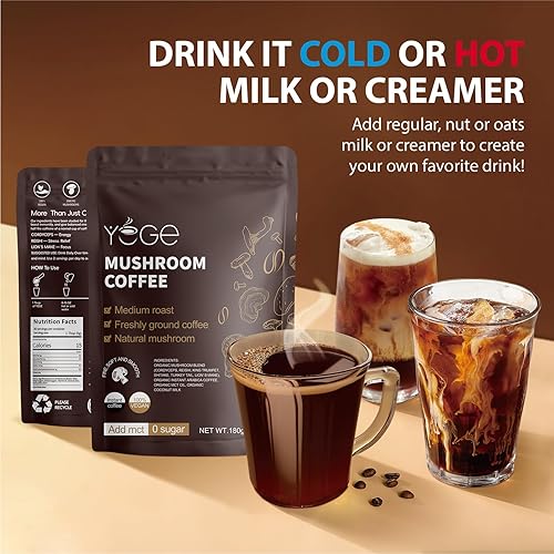 Miniatura 7 de Café de hongos, café instantáneo de hongos con cordyceps, reishi, trompeta rey, shiitake, cola de pavo, melena de león para energía, concentración,