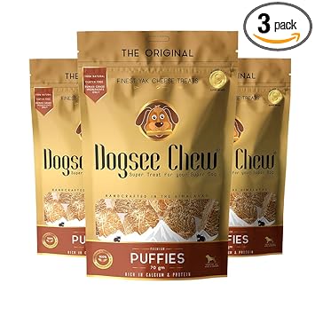 (Pack of 3) Dogsee Chew Puffies, Bite-Sized Training Treats for All Dogs 70 GMS