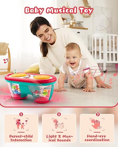 Miniatura 2 de Juguetes para bebés de 6 a 12 meses, instrumentos musicales de tambor, juguetes giratorios con luz para niños de 12 a 18 meses, juguetes para el