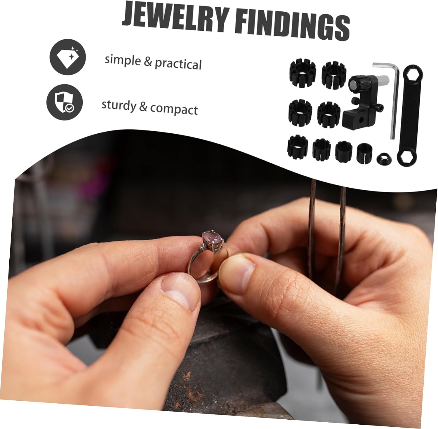 Ring Jaw Clamp for Jewelry Making Projects, Metal Plastic Black