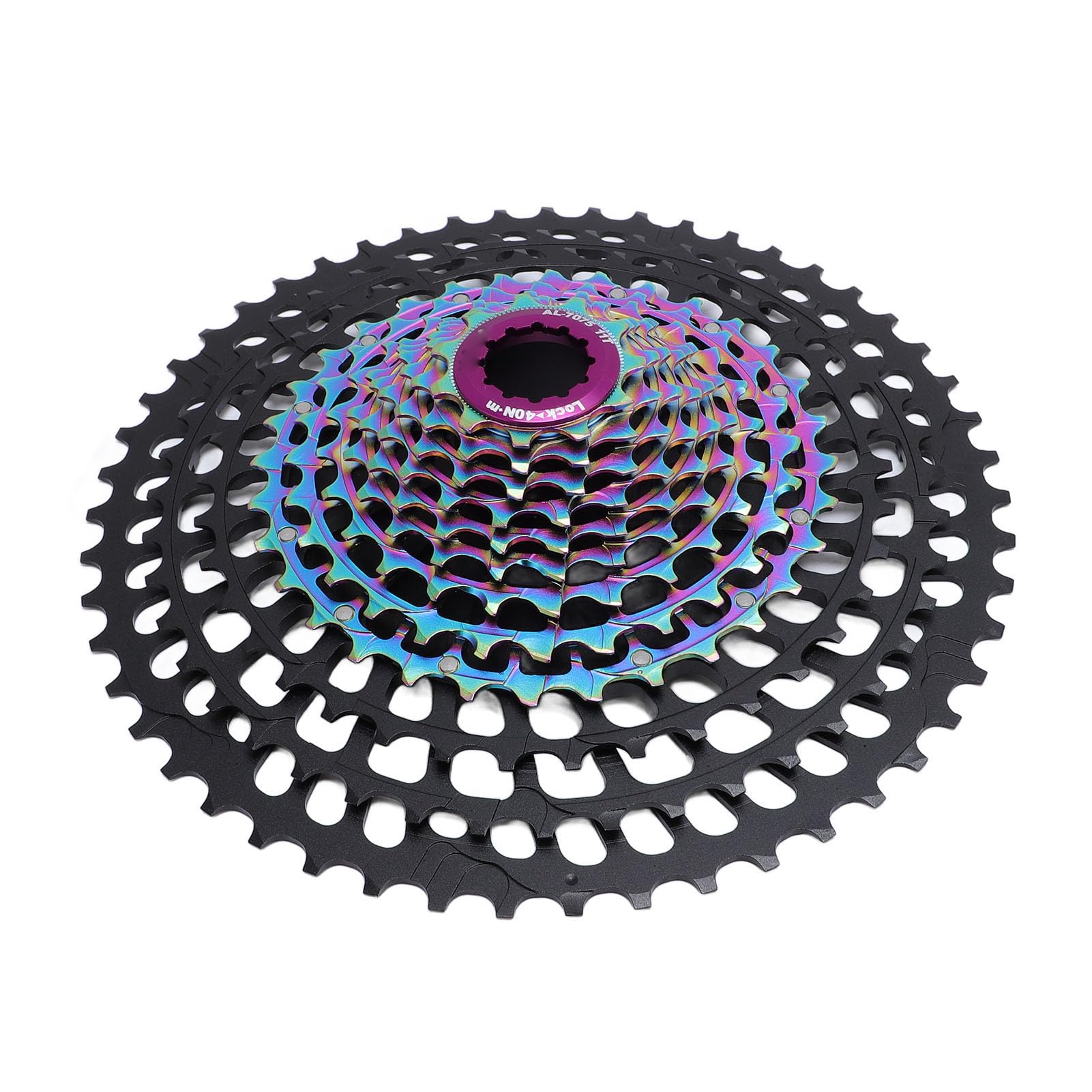 Cassette de bicicleta de montaña de 12 velocidades Piñón de diseño hueco de aleación de aluminio ligero para sistemas de transmisión DEORE M6100 SLX M7100 XT M8100 XTR M9100 (negro colorido)