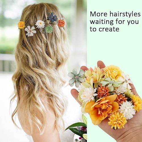 Miniatura 6 de Ahoney 20 pinzas para el cabello con flores tropicales para mujeres y niñas, pasadores de pelo de flores artificiales hawaianas, horquillas de gasa,