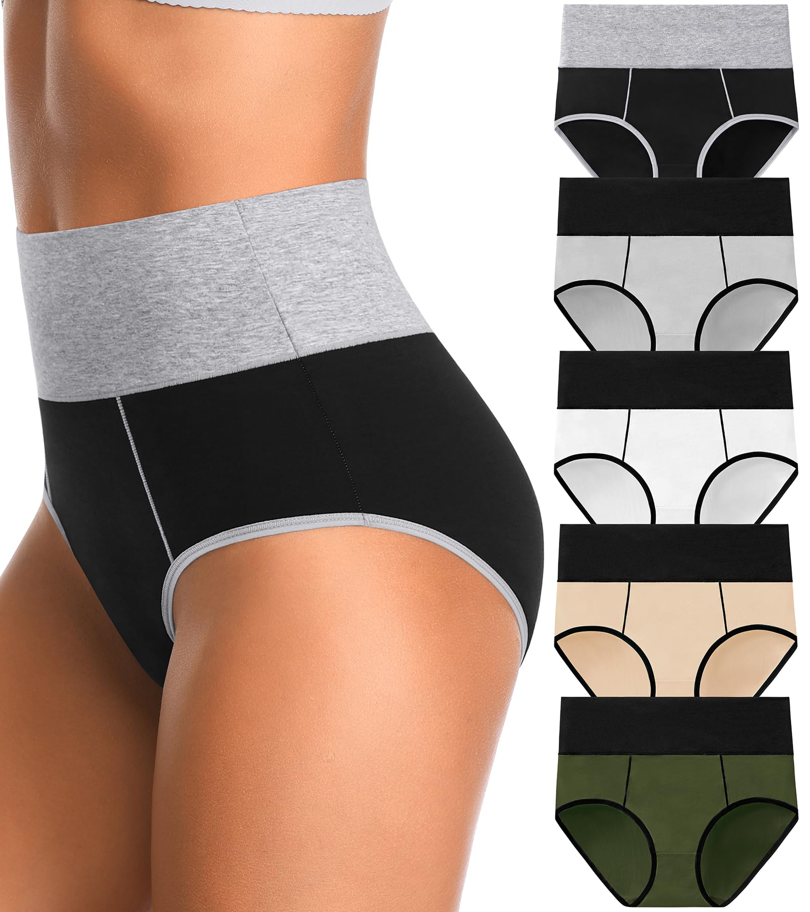 High Waisted Postpartum Underwear Womens Cotton Underwear Soft Breathable Full Coverage Stretch Panties Multipack