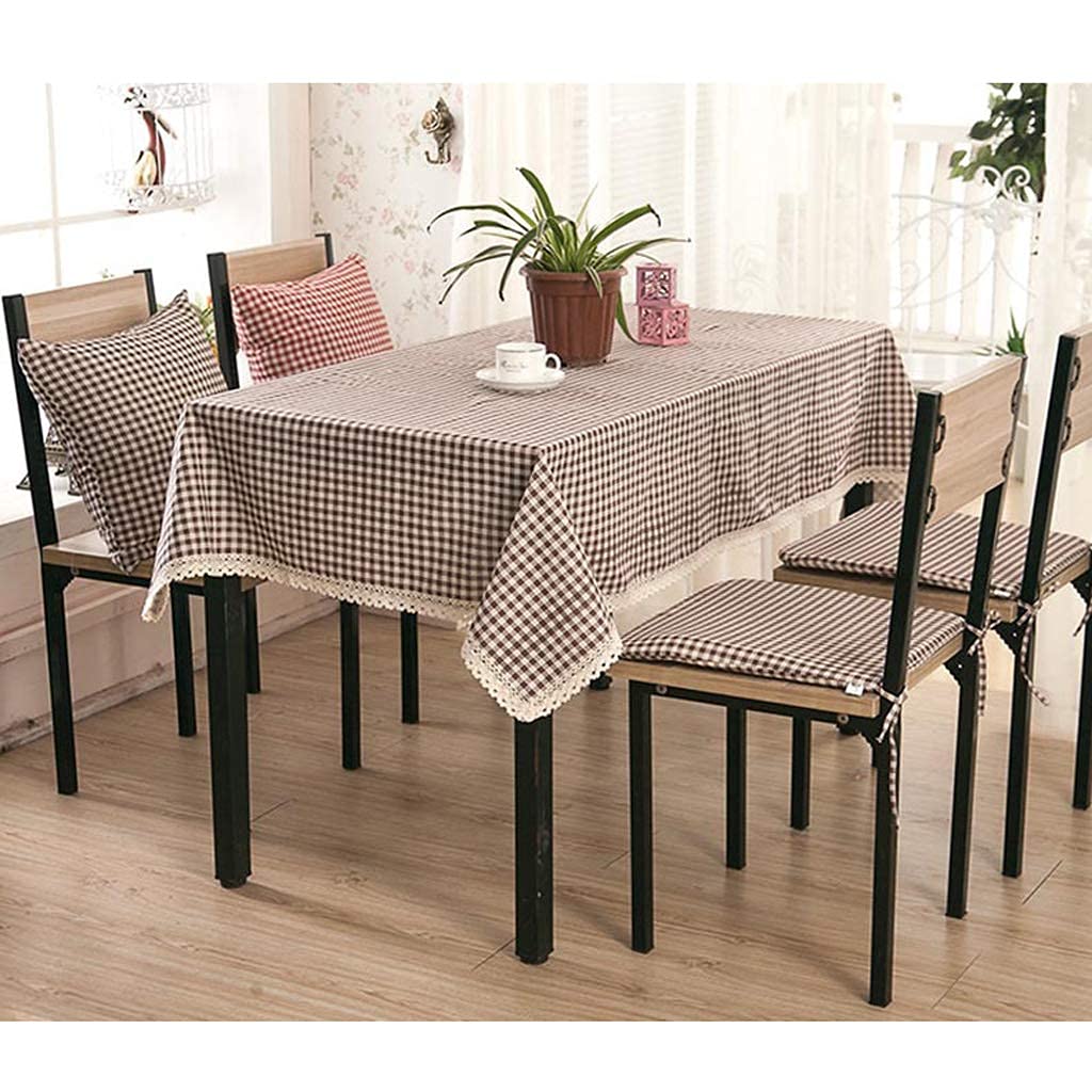 Nappe pliante table basse rectangulaire 100x140 en coton et lin à carreaux