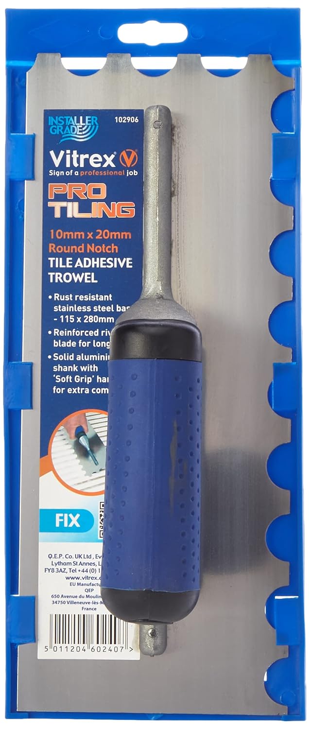 Vitrex 10 2906 Prof Stainless Steel Adhesive Trowel 20mm
