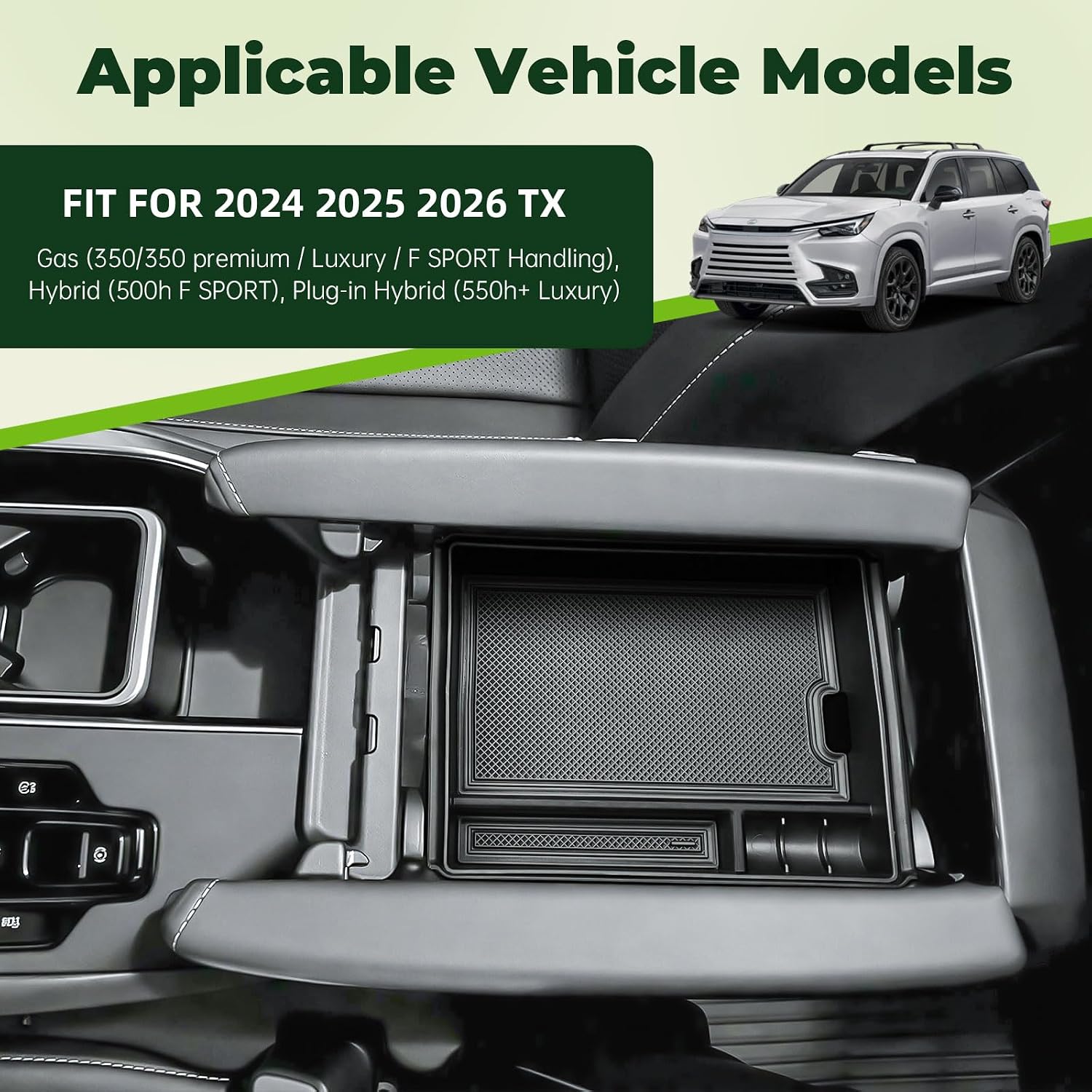 2Pack 2024 2025 2026 TX Center Console Organizer for Lexus TX Accessories image 3