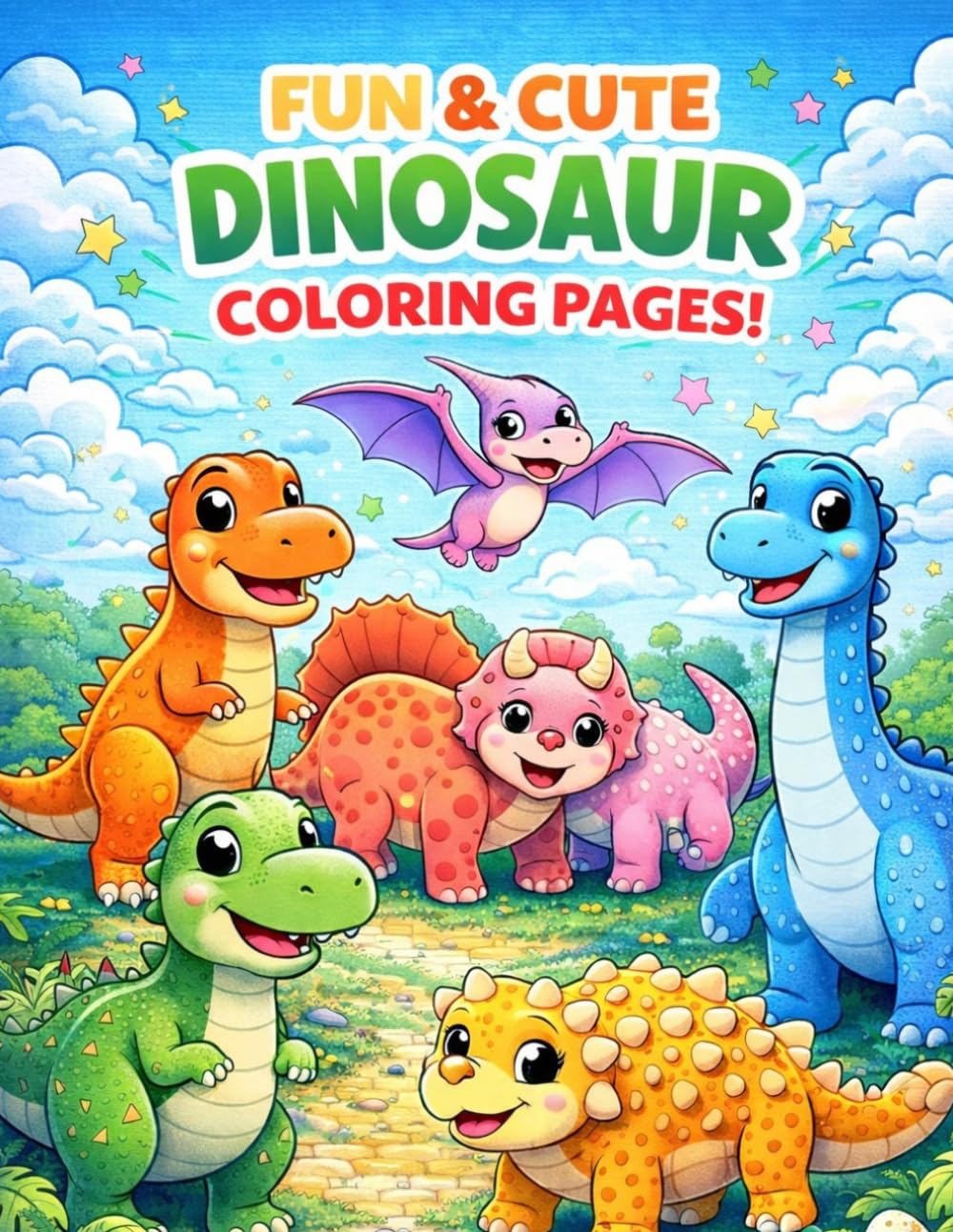 Dinosaur Coloring Book: 40+ Cute Dinosaur Coloring Pages for Kids Ages 3–7