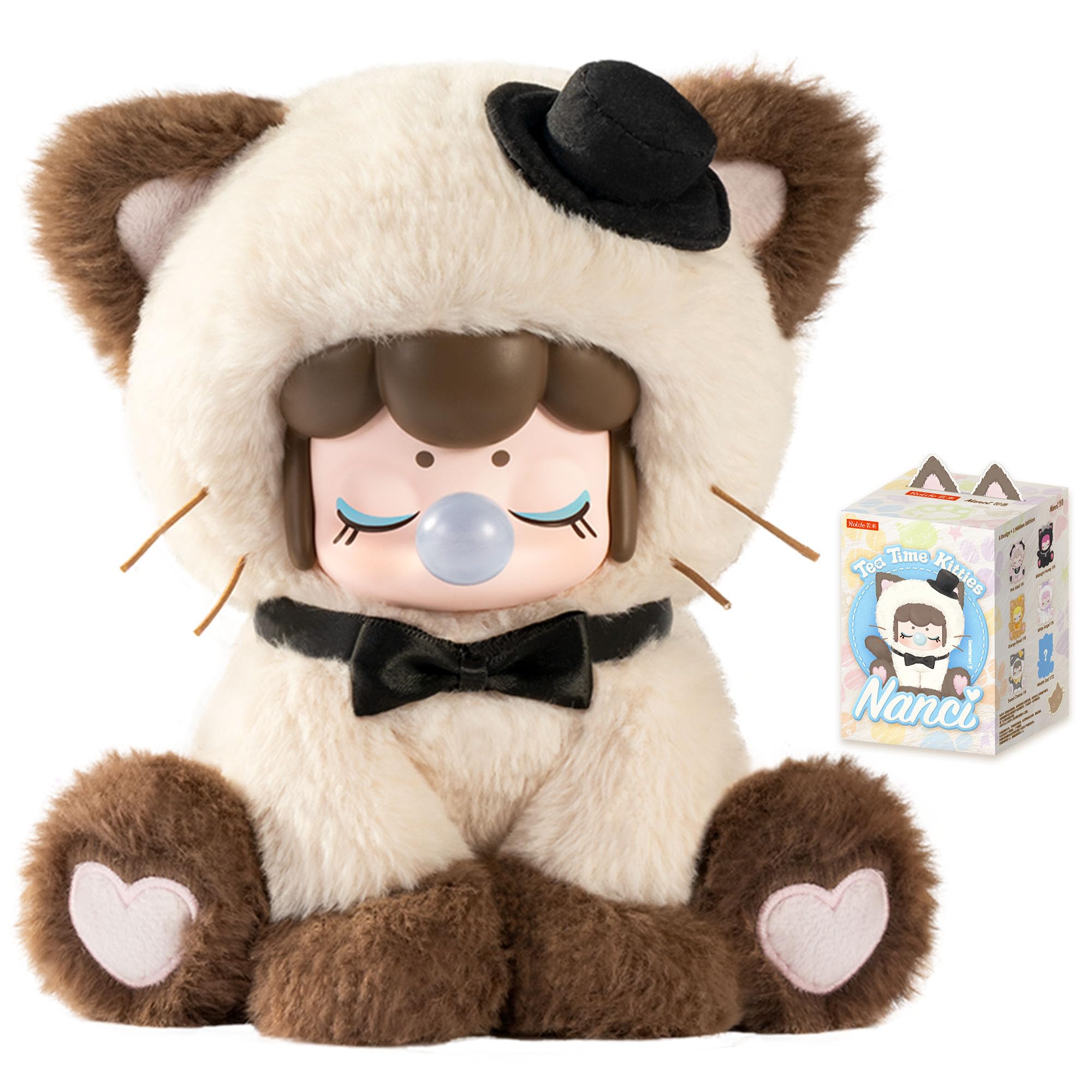 Rolife Teezeit Kätzchen Blind Box, 1 Zufällige Figur aus 6, Vinyl Plüschfigur 17cm, Plüsch Anime Actionfigur Sammlerfigur Spielzeug Geschenk Für Sammler